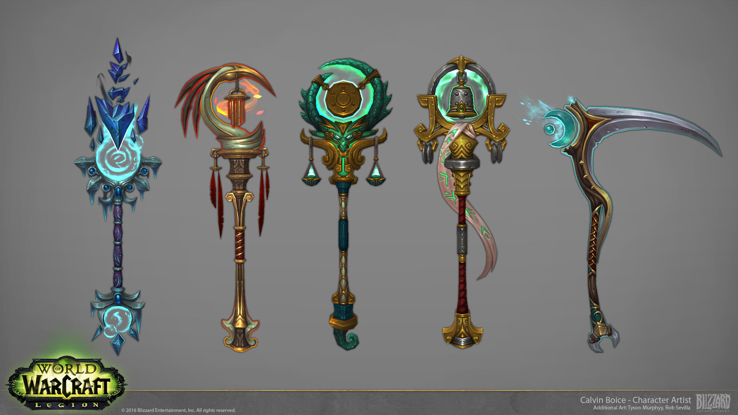 Mage and monk staves.