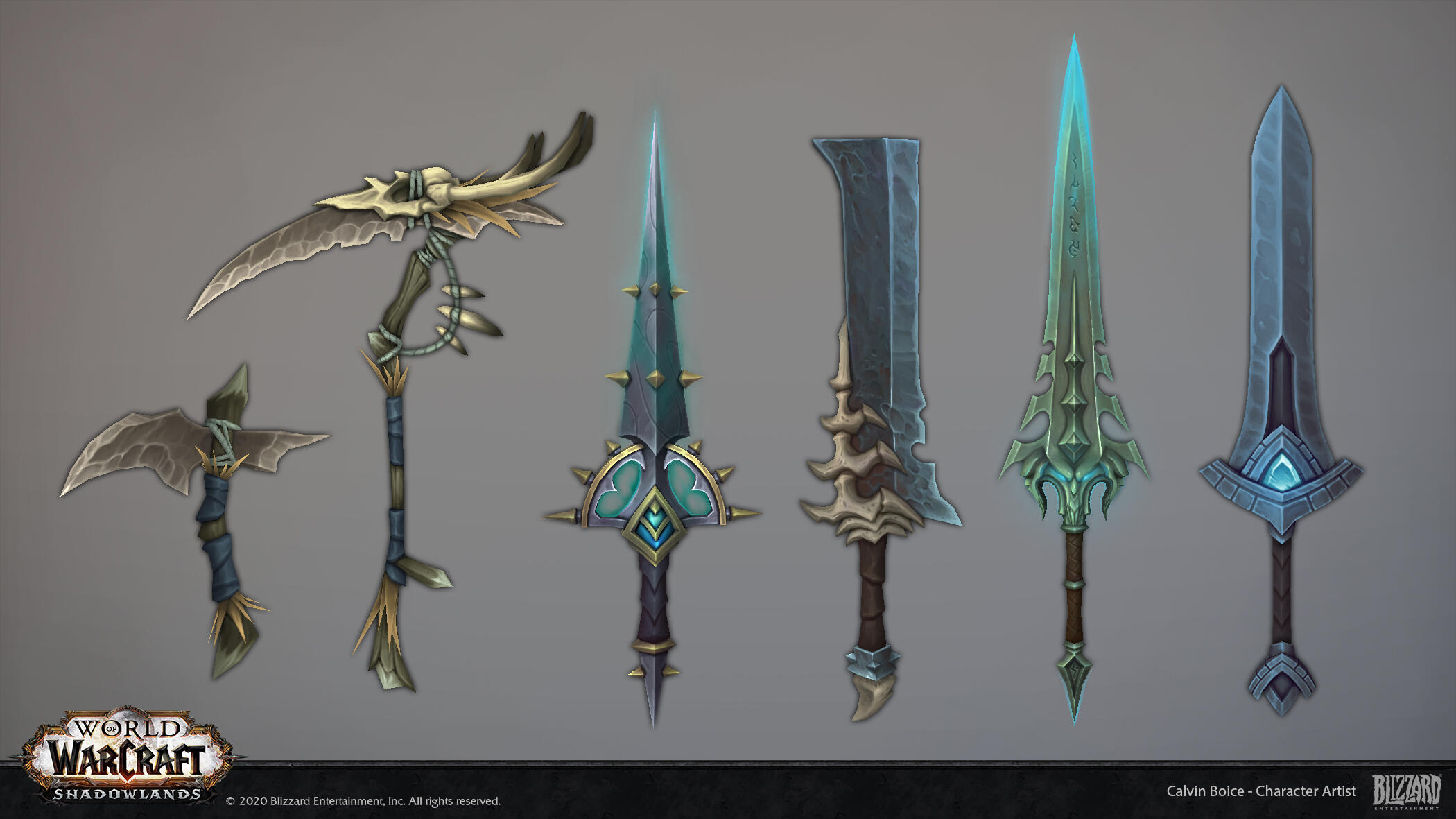 In-game models for Shadowlands weapons.