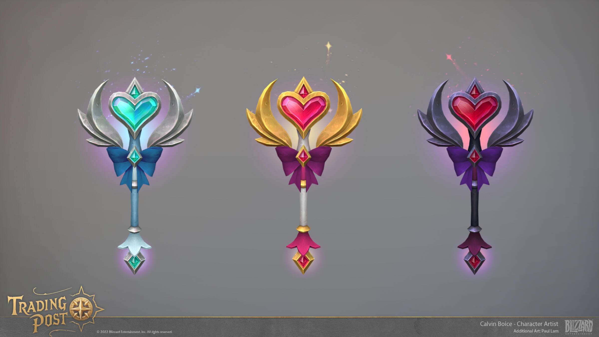 Matching wands. FX are achieved with scrolling UV textures.